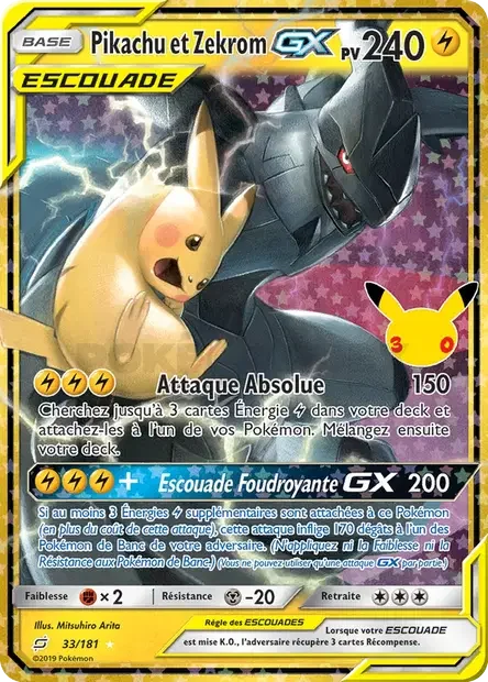 Pikachu et Zekrom GX — carte Pokémon 30ᵉ Anniversaire