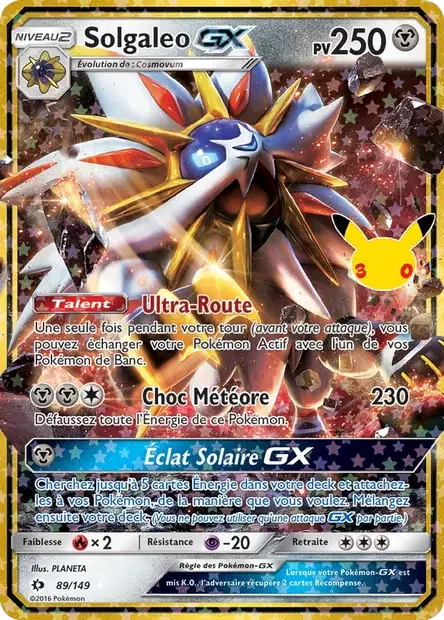 Solgaleo GX — carte Pokémon 30ᵉ Anniversaire