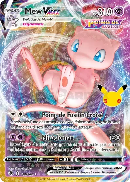 Mew-VMAX — carte Pokémon 30ᵉ Anniversaire
